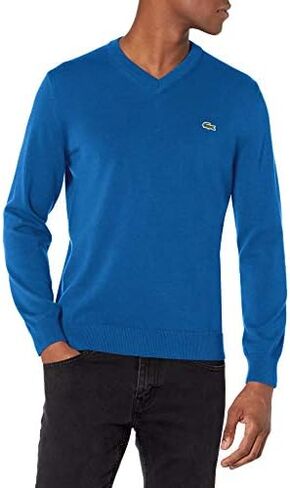 Lacoste Men's Long Sleeve V Neck Cotton Jersey Sweater in Saudi Arabia