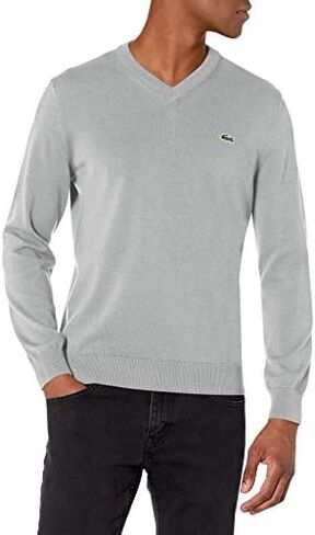 Lacoste Men's Long Sleeve V Neck Cotton Jersey Sweater in Saudi Arabia