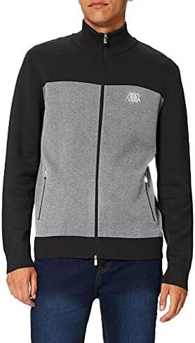 A|X ARMANI EXCHANGE Men's Colorblock Logo Zip-up Cardigan in Saudi Arabia
