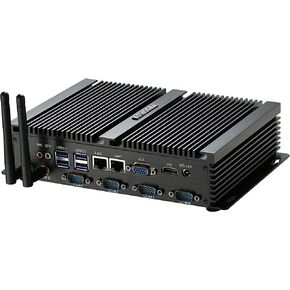 KINGDEL Industrial Computer, Fanless Mini Desktop PC with Intel Celeron Dual Core CPU, 4GB RAM, 64GB SSD, Intel HD Graphics, 2xNICs, 4xCOM RS232, HD Port, 4xUSB 3.0, W-11 Pro