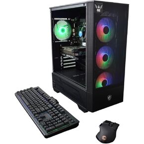 كمبيوتر العاب مكتبي ان اس اكس للالعاب بمعالج انتل كور I5 11400F سعة 8GB وSSD 480 وجيفورس GTX 1650 ومنفذ USB-C وWiFi وHDMI وماوس وكيبورد للالعاب وويندوز 11 هوم in Kuwait