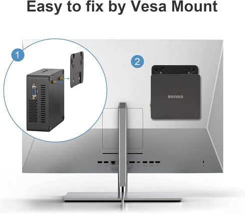 كمبيوتر صغير، Benss Mini Intel 11th Gen 4 Cores N5095، كمبيوتر مكتبي صغير 8 جيجابايت DDR4 RAM 128 جيجابايت SSD، كمبيوتر صغير صغير يدعم HDMI المزدوج وVGA 4K UHD/Gigabit Ethernet/واي فاي مزدوج/BT/VESA للمنزل/المكتب in Kuwait