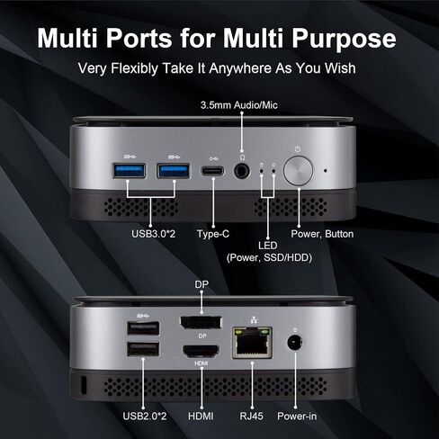 Mini PC, Benss Mini Intel 11th Gen 4 Cores N5095, Mini Desktop Computer 8GB DDR4 RAM 128GB SSD, Small Mini Computer Supports Dual HDMI and VGA 4K UHD/Gigabit Ethernet/Dual WiFi/BT/VESA for Home/Office in Saudi Arabia