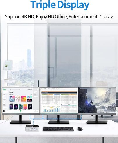 Bmax Mini PC Windows 11Pro 8GB RAM/256GB SSD، كمبيوتر مكتبي صغير Gemini Lake N4120 (يصل إلى 2.6 جيجاهرتز)، كمبيوتر صغير جيجابت إيثرنت، واي فاي ثنائي النطاق/HDMI 2.0، نوع C، 4K 60 هرتز ثلاثي العرض HTPC in Saudi Arabia