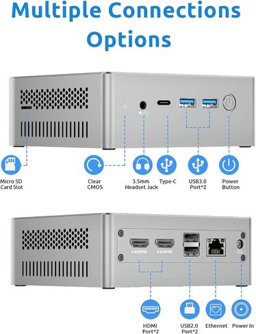 Bmax Mini PC Windows 11Pro 8GB RAM/256GB SSD، كمبيوتر مكتبي صغير Gemini Lake N4120 (يصل إلى 2.6 جيجاهرتز)، كمبيوتر صغير جيجابت إيثرنت، واي فاي ثنائي النطاق/HDMI 2.0، نوع C، 4K 60 هرتز ثلاثي العرض HTPC in Saudi Arabia