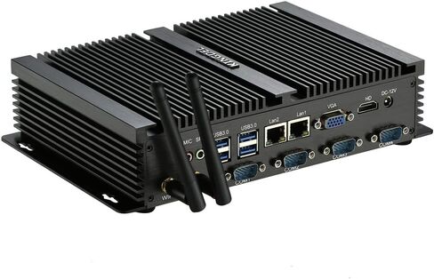 KINGDEL Industrial PC, Fanless Mini Desktop Computer with Celeron Dual Core CPU, 8GB RAM, 128GB SSD, 2xNICs, 4xCOM RS232, HD Port, Full Metal Body in Kuwait