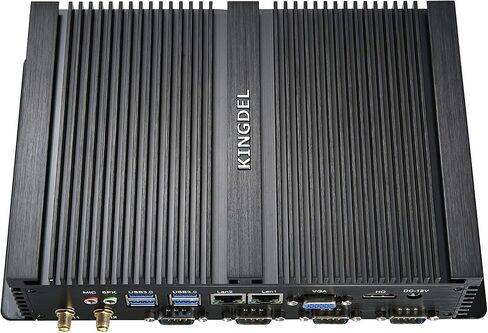 KINGDEL Industrial PC, Fanless Mini Desktop Computer with Celeron Dual Core CPU, 8GB RAM, 128GB SSD, 2xNICs, 4xCOM RS232, HD Port, Full Metal Body in Kuwait