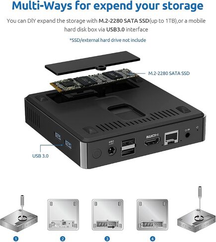 كمبيوتر صغير ويندوز 11 برو، كمبيوتر مكتبي صغير انتل جيميناي ليك N4000 6GB DDR4 128GB eMMC 4K، USB 3.0 x4، HDMI، VGA، واي فاي ثنائي النطاق، RJ45، بلوتوث 4.2 مايكرو in Kuwait