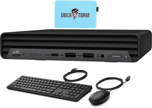 كمبيوتر مكتبي HP 2023 Elitedesk 800 G6 Business Mini (Intel i7-10700T 8-Core، ذاكرة الوصول العشوائي 32 جيجابايت، 1 تيرابايت PCIe SSD، Intel UHD 630، WiFi 6، Bluetooth 5.1، RJ-45، USB 3.2، USB 3.1، منفذ العرض، Win 11 Pro ) مع المحور in Kuwait