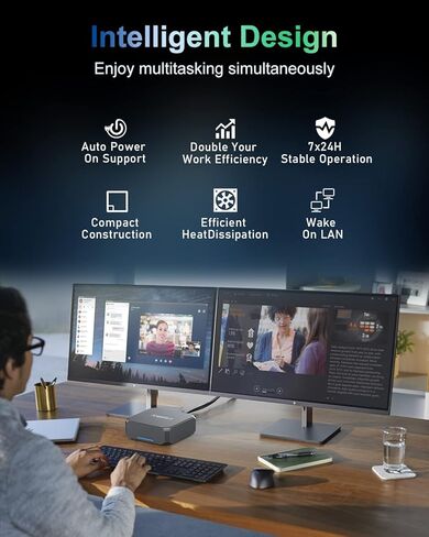 كامروي كمبيوتر صغير بذاكرة RAM 8GB وذاكرة روم 128GB وويندوز 10 برو ومعالج انتل سيليرون J3455 يدعم دقة 4K HD/منفذ HDMI مزدوج وجيجابت ايثرنت ثنائي النطاق للعمل والمدرسة والمنزل in Kuwait