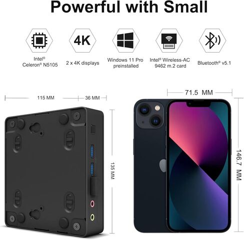 Intel Nuc 11 NUC11ATKC4 Atlas Canyon Mini pc,Intel Celeron N5105, 2.0 GHz - 2.9 GHz Burst, 4 core, 4 Thread, 15W Intel UHD Graphics, 450 – 800 MHz Burst, 8GB ram, 256GB SSD, Windows 11 Pro in Kuwait