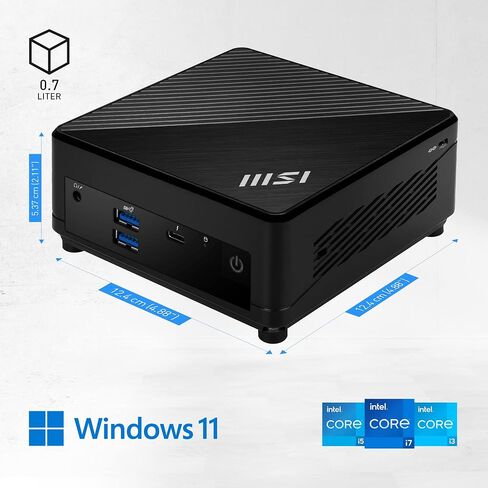 MSI Cubi 5 12M, 0.7L Mini PC, Intel Core i7-1255U, 16GB(8GB*2) Memory, 512GB SSD, WiFi 6, BT 5.2, Duel LAN, Thunderbolt Type C, Black, Windows 11 PRO/3Y Advanced Replacement (12M-027US): Cubi 5 (BLK) in Saudi Arabia