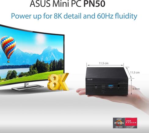 اسوس PN50 ميني بي سي باربون مع معالج AMD Ryzen R3-4300U 4 نواه مع منفذ عرض، HDMI، 2 USB-C (DP Alt Mode)، دعم واي فاي 6 in Kuwait