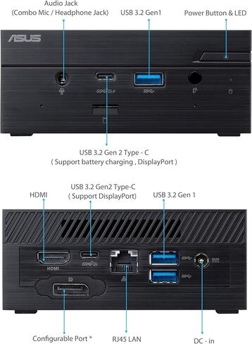 اسوس PN50 ميني بي سي باربون مع معالج AMD Ryzen R3-4300U 4 نواه مع منفذ عرض، HDMI، 2 USB-C (DP Alt Mode)، دعم واي فاي 6 in Kuwait