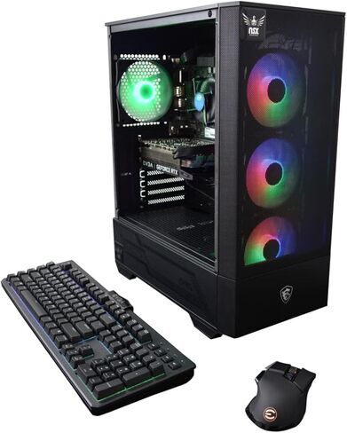 كمبيوتر العاب مكتبي ان اس اكس للالعاب بمعالج انتل كور I5 11400F سعة 8GB وSSD 480 وجيفورس GTX 1650 ومنفذ USB-C وWiFi وHDMI وماوس وكيبورد للالعاب وويندوز 11 هوم in Saudi Arabia