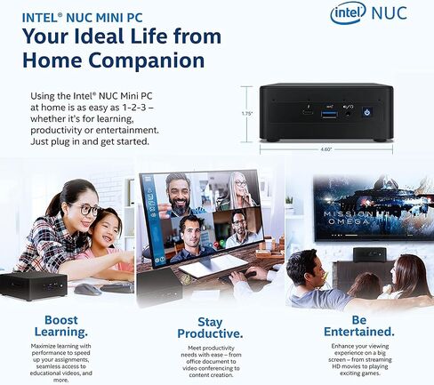 Intel NUC 11 Pro Performance Kit NUC11PAHi7 (4-Core i7-1165G7, 32GB RAM, 1TB PCIe SSD, Iris Graphics) Mini Business Gaming PC Desktop, 2 x Thunderbolt 3, Wi-Fi, Cable, Windows 10 Pro - 2022 in Saudi Arabia