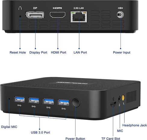 GK41 Mini PC 8GB DDR4 128GB SSD Celeron J4125 (حتى 2.7 جيجا هرتز)، رباعي النواة، HDMI&DP 4K@60 هرتز، 1x جيجابت إيثرنت، 4X USB 3.0، واي فاي ثنائي النطاق، يدعم التمهيد PXE in Kuwait