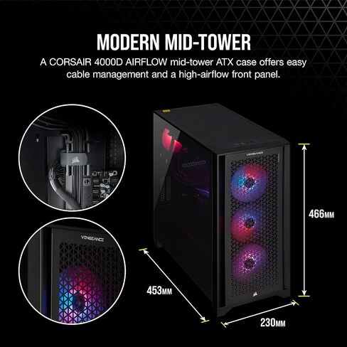 Corsair Vengeance i7300 Series Gaming PC - Air Cooled Intel Core™ i5 12600K CPU - NVIDIA GeForce RTX™ 3060Ti Graphics - 16GB Vengeance DDR4 3200MHz Memory, 1TB M.2 NVMe SSD - Black in Saudi Arabia