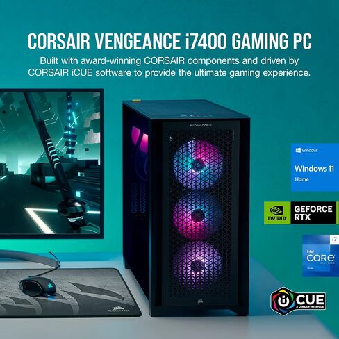 Corsair Vengeance i7300 Series Gaming PC - Air Cooled Intel Core™ i5 12600K CPU - NVIDIA GeForce RTX™ 3060Ti Graphics - 16GB Vengeance DDR4 3200MHz Memory, 1TB M.2 NVMe SSD - Black in Saudi Arabia