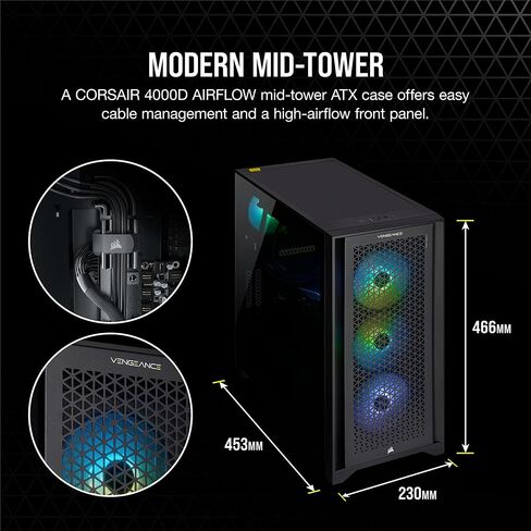 Corsair Vengeance i7300 Series Gaming PC - Air Cooled Intel Core™ i5 12600K CPU - NVIDIA GeForce RTX™ 3060Ti Graphics - 16GB Vengeance DDR4 3200MHz Memory, 1TB M.2 NVMe SSD - Black in Saudi Arabia