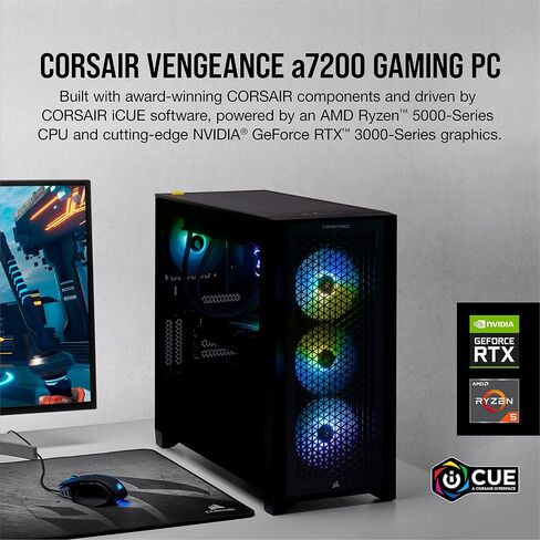 Corsair Vengeance i7300 Series Gaming PC - Air Cooled Intel Core™ i5 12600K CPU - NVIDIA GeForce RTX™ 3060Ti Graphics - 16GB Vengeance DDR4 3200MHz Memory, 1TB M.2 NVMe SSD - Black in Saudi Arabia