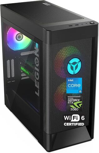 كمبيوتر مكتبي للألعاب Lenovo Legion Tower 5i، معالج Intel Core i5-11400F، رسومات NVIDIA GeForce RTX 3060، ذاكرة وصول عشوائي 32 جيجابايت، 512 جيجابايت SSD + 1 تيرابايت HDD، HDMI، منفذ DisplayPort، لوحة مفاتيح وماوس سلكي، Wi-Fi 6، Windows 11 Home in Kuwait