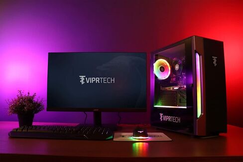 جهاز كمبيوتر مكتبي ViprTech Rebel Gaming PC - AMD Ryzen 5 2600 (12-Core 3.9Ghz)، RTX 2060 6GB, 16GB DDR4 RAM, 512GB NVMe SSD, VR-Ready، تتبع راي ، الجري ، واي فاي ، RGB ، ويندوز 10 برو، ضمان سنة in Kuwait