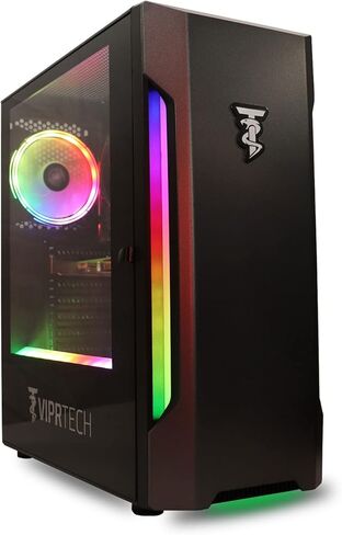 جهاز كمبيوتر مكتبي ViprTech Rebel Gaming PC - AMD Ryzen 5 2600 (12-Core 3.9Ghz)، RTX 2060 6GB, 16GB DDR4 RAM, 512GB NVMe SSD, VR-Ready، تتبع راي ، الجري ، واي فاي ، RGB ، ويندوز 10 برو، ضمان سنة in Kuwait