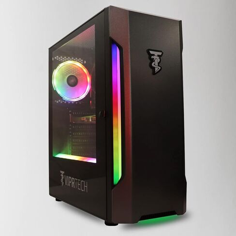 جهاز كمبيوتر مكتبي ViprTech Rebel Gaming PC - AMD Ryzen 5 2600 (12-Core 3.9Ghz)، RTX 2060 6GB, 16GB DDR4 RAM, 512GB NVMe SSD, VR-Ready، تتبع راي ، الجري ، واي فاي ، RGB ، ويندوز 10 برو، ضمان سنة in Kuwait