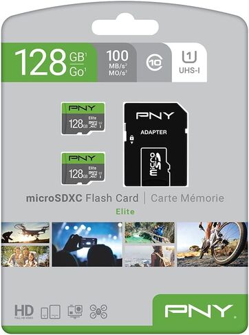 PNY بطاقة ذاكرة فلاش اليت كلاس 10 U1 microSDXC سعة 64 جيجابايت - 100 ميجابايت/ثانية، الفئة 10، U1، FHD UHS-I، Micro SD in Kuwait