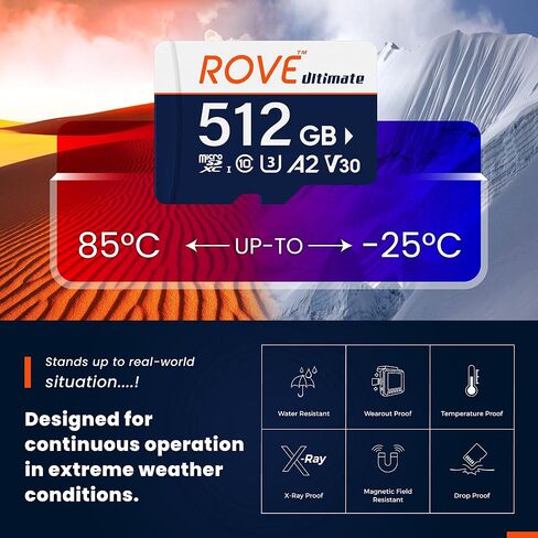ROVE Ultimate Micro SD Card microSDXC 256GB Memory Card with USB 3.2 Type C Card Reader 512GB 170MB/s C10, U3, V30, 4K, A2 for Dash Cam, Android Smart Phones, Tablets, Games | MicroSDXC, C10 U3 V30 A2, 4K Video Ready, for Dash Cam, Android Smart Phones, T in Kuwait