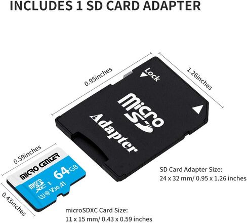 بطاقة Micro Center Premium 64 جيجابايت microSDXC، بطاقة ذاكرة متوافقة مع Nintendo-Switch، UHS-I C10 U3 V30 4K UHD Video A1 بطاقة Micro SD مع محول (64 جيجابايت) in Saudi Arabia