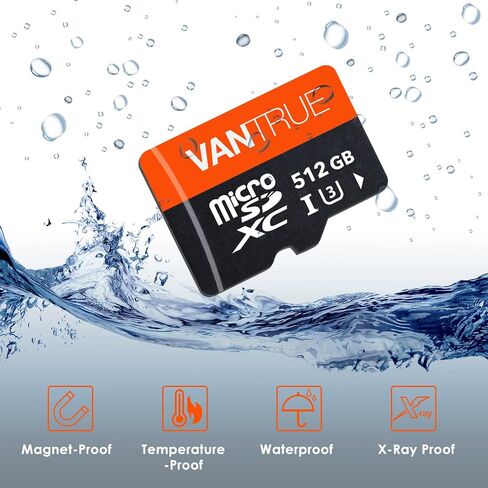 Vantrue 256GB microSDXC UHS-I U3 4K Memory Card with Adapter for Dash Cams | UHS-I U3, 4K UHD video, high speed transfer, monitoring grade, for dash cams, body cams, action cameras, security systems in Saudi Arabia