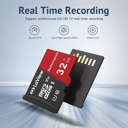 بطاقة ذاكرة LaView سعة 32 جيجابايت، قطعتان، بطاقة ذاكرة Micro SDXC UHS-I - 95 ميجابايت/ثانية، 633X، U1، C10، فيديو عالي الدقة V10، A1، FAT32، بطاقة فلاش TF عالية السرعة P500 للكمبيوتر مع محول/هاتف/كمبيوتر لوحي/ الكمبيوتر in Kuwait