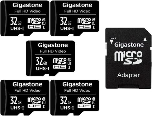 [Gigastone] 8GB 5-Pack Micro SD Card, Full HD Video, Surveillance Security Cam Action Camera Drone, 85MB/s Micro SDHC Class 10, with Adapters in Kuwait