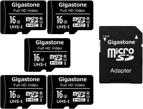 [Gigastone] 8GB 5-Pack Micro SD Card, Full HD Video, Surveillance Security Cam Action Camera Drone, 85MB/s Micro SDHC Class 10, with Adapters in Kuwait