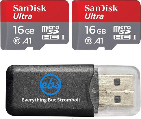 بطاقة ذاكرة Sandisk Ultra micro SDHC Micro SD UHS-1 TF سعة 16 جيجابايت 16 جيجا (عبوتان 16 جيجابايت × 2 = 32 جيجابايت) الفئة 10 بلس (1) كل شيء ما عدا قارئ بطاقة الذاكرة سترومبولي in Saudi Arabia
