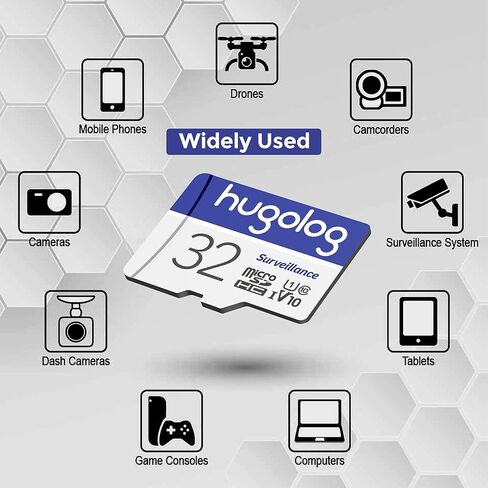 Hugolog 32GB Micro SD Card, MicroSDXC UHS-I Memory Card for Laview Camera - 100MB/s, 667X, U1, Class10, FHD Video V10, A1, FAT32, High Speed Flash TF Card P500 for Phone/Dash Cam/Tablet/PC/Computer in Kuwait