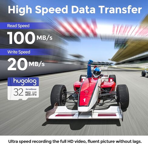 Hugolog 32GB Micro SD Card, MicroSDXC UHS-I Memory Card for Laview Camera - 100MB/s, 667X, U1, Class10, FHD Video V10, A1, FAT32, High Speed Flash TF Card P500 for Phone/Dash Cam/Tablet/PC/Computer in Kuwait