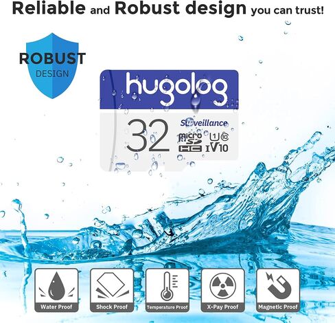 Hugolog 32GB Micro SD Card, MicroSDXC UHS-I Memory Card for Laview Camera - 100MB/s, 667X, U1, Class10, FHD Video V10, A1, FAT32, High Speed Flash TF Card P500 for Phone/Dash Cam/Tablet/PC/Computer in Kuwait