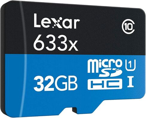 حزمة Lexar مكونة من 4 بطاقات ذاكرة MicroSDHC UHS-I عالية الأداء 633 × 32 جيجابايت (إجمالي 128 جيجابايت) مع محول SD LSDMI32GBBNL633A مع قارئ SD وحقيبة تخزين من Deco Gear + قطعة قماش من الألياف الدقيقة وملحقاتها in Saudi Arabia