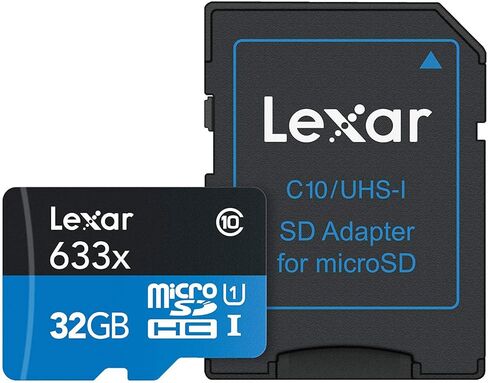 حزمة Lexar مكونة من 4 بطاقات ذاكرة MicroSDHC UHS-I عالية الأداء 633 × 32 جيجابايت (إجمالي 128 جيجابايت) مع محول SD LSDMI32GBBNL633A مع قارئ SD وحقيبة تخزين من Deco Gear + قطعة قماش من الألياف الدقيقة وملحقاتها in Saudi Arabia