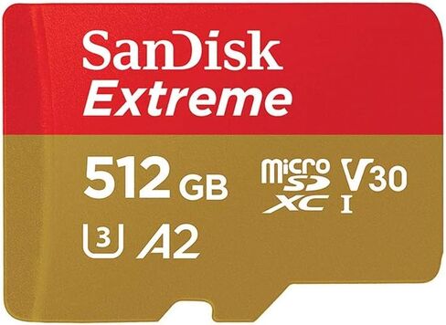 بطاقة ذاكرة سانديسك 512 جيجابايت اكستريم بلس UHS-I microSDXC مع محول اس دي، قراءة 170 ميجابايت/ثانية، كتابة 90 ميجا بايت/ثانية، V30، A2 in Kuwait