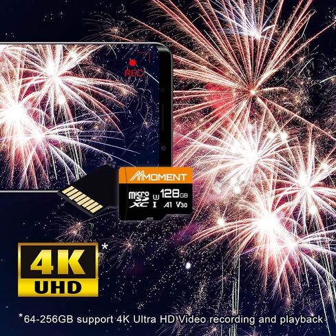بطاقة MMOMENT Micro SDHC، A1، UHS-I، U1، V10، متوافقة مع الفئة 10، سرعة قراءة تصل إلى 90 ميجابايت/ثانية، محول SD متضمن (32 جيجابايت، أسود - A1، U1، V10) in Kuwait