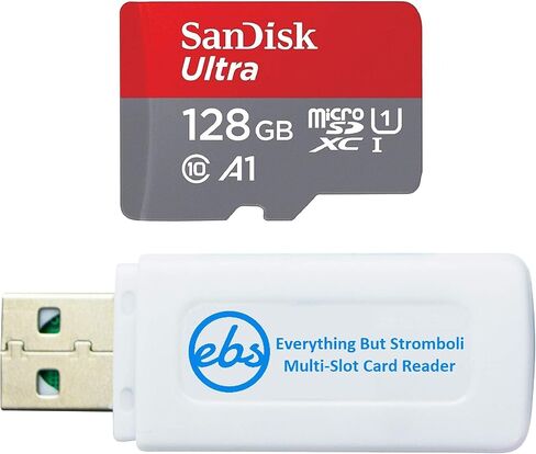 بطاقة ذاكرة SanDisk Ultra 128GB MicroSDXC UHS-I للكمبيوتر اللوحي تعمل مع Lenovo Yoga 9i، IdeaPad Flex 5، Flex 3 (SDSQUA4-128G-GN6MN) حزمة الفئة 10 مع (1) كل شيء ما عدا Stromboli TF وقارئ بطاقات SD in Saudi Arabia
