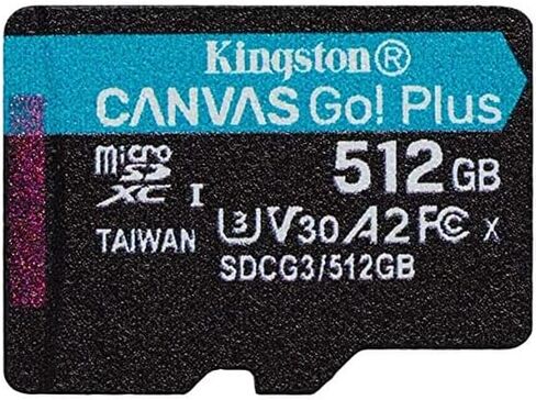 Kingston Canvas Go Plus 512GB UHS-I Speed Grade 3 MicroSD Card Works with DJI Mini 3 Pro, Avata Drone, DJI RC/RC Pro (SDCG3/512GB) Bundle with 1 Everything But Stromboli Micro SDXC Memory Card Reader in Saudi Arabia