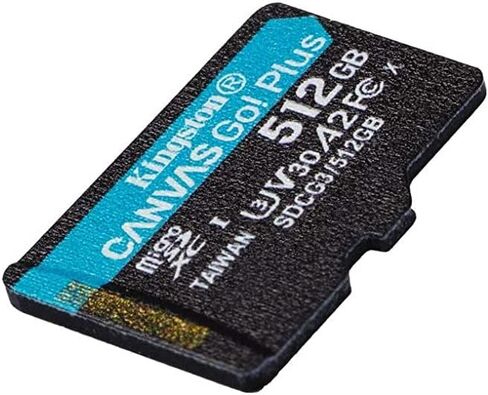 Kingston Canvas Go Plus 512GB UHS-I Speed Grade 3 MicroSD Card Works with DJI Mini 3 Pro, Avata Drone, DJI RC/RC Pro (SDCG3/512GB) Bundle with 1 Everything But Stromboli Micro SDXC Memory Card Reader in Saudi Arabia