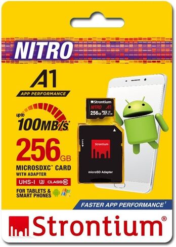 Strontium Nitro 32GB Micro SDHC Memory Card 100MB/s A1 UHS-I U1 Class 10 w/ Adapter High Speed For Smartphones Tablets Drones Action Cams (SRN32GTFU1A1A) in Saudi Arabia