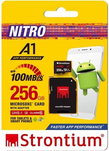 Strontium Nitro 32GB Micro SDHC Memory Card 100MB/s A1 UHS-I U1 Class 10 w/ Adapter High Speed For Smartphones Tablets Drones Action Cams (SRN32GTFU1A1A) in Saudi Arabia
