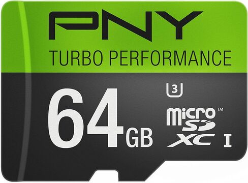 PNY U3 Turbo Performance 64GB High Speed MicroSDXC Class 10 UHS-I, up to 90MB/sec Flash Card (P-SDUX64U390G-GE) in Saudi Arabia